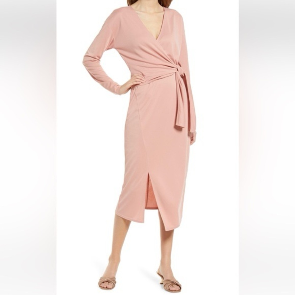 Halogen Elegant Pink Wrap Dress
